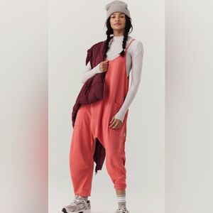 Free People Hot Shot Onesie Jumpsuit in Coral Sz Medium